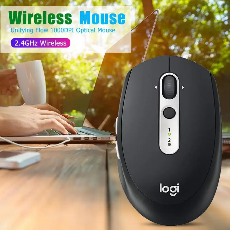 Logitech M585 Bluetooth 2.4GHz Wireless Mouse Unifying Flow Optical Silent Mouse 1000DPI 7 Buttons Office Mice for PC Computer