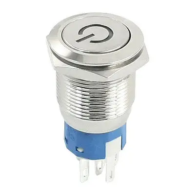

DC 12V Green Angel Eye LED SPDT 19mm Locking Metal Power Push Button Switch