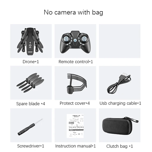 No camera with bag Мини-Дрон с/без HD камерой режим удержания высоты RC WiFi FPV широкоугольный HD 1080P камера режим удержания высоты складной вертолет - Цвет: No camera with bag