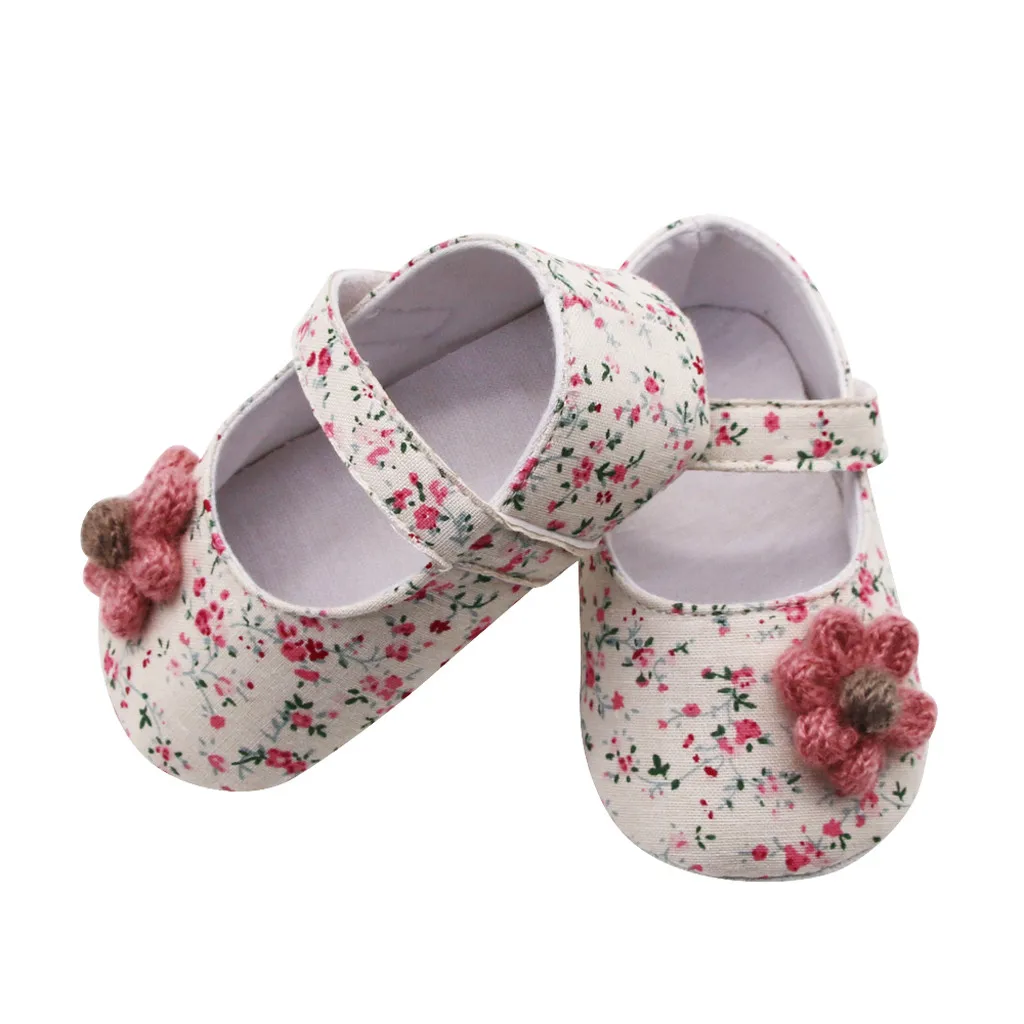 Детская обувь для девушек; обувь для новорожденных девочек; обувь для маленьких девочек с цветочным принтом; обувь принцессы с мягкой подошвой
