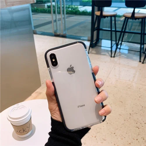 Прочные противоударные Чехлы для Apple iphone 7 plus чехол для телефона iphone xr 8 6 7 6s plus xs max x толстый бампер прозрачный чехол coque 7 8plus - Цвет: black