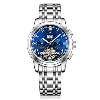 

Luxury fashion black color men stainless steel band Automatic Wristwatch waterproof cool design men Mechanical Watches 200918-66