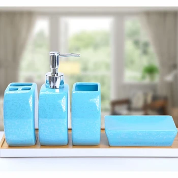 

Nordic Ceramic Bathroom Accessories Five-piece Minimalist Home Hotel Wash Cup Toothbrush Holder Soap Dish Wash Set Wedding Gift