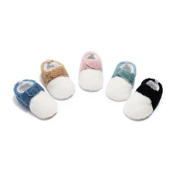 

Newborn Patchwork Anti-Slip First Walkers Soft Soled Infant Toddler Cashmere Cotton Shoe Winter Warm Baby Boys Girls Shoes