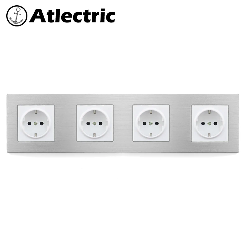 Atlectric EU/DE/RU стандартная вилка питания розетка 16A 110-250 В алюминиевый сплав металлическая панель настенная электрическая розетка розетки,socket