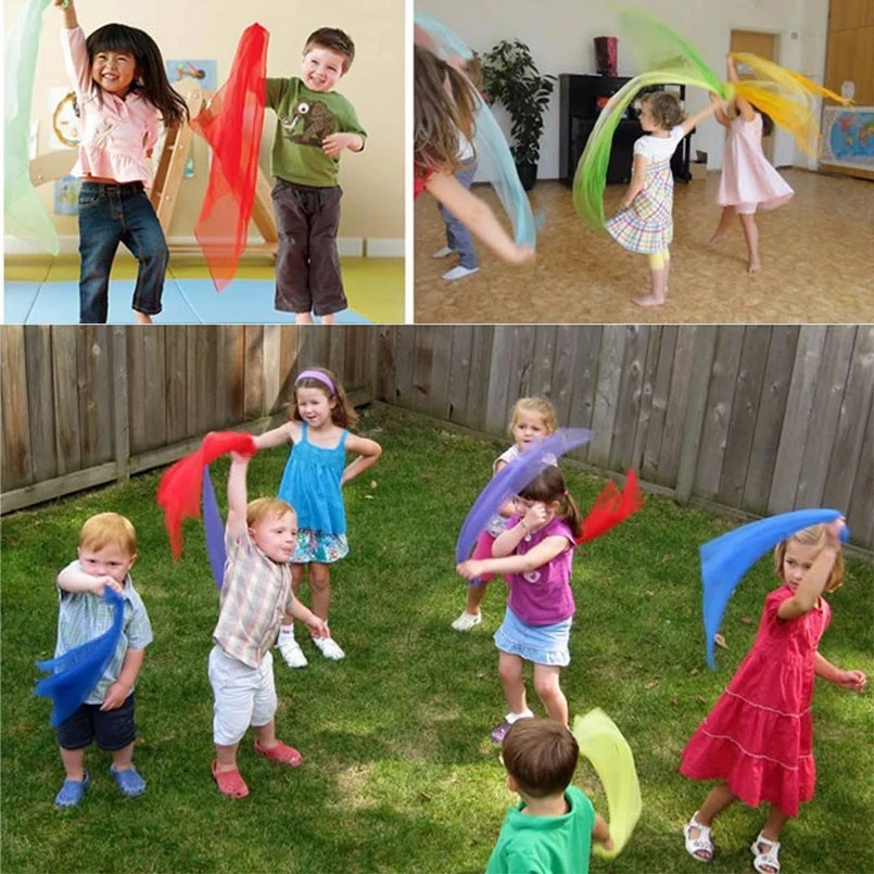 5Pcs/Lot Kids Square Scarf Outdoor Game Sports Toy Juggling Silk Dance For Children Performance Props Accessories | Игрушки и хобби