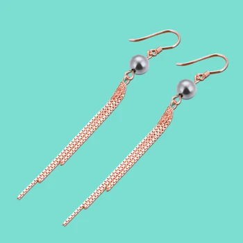 

Noble Women's 925 Silver Earrings Fringe Design Pendant Rose Gold Earrings Exquisite Accessories for the Party Luxury Jewelry