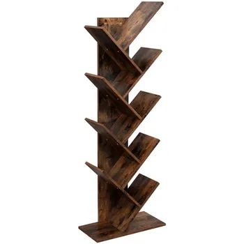 

9-Shelf Bookcase Rack, Free Standing Book Storage Organizer,Wooden Tree Bookshelf,Storage for Books, Movies, Video Games, and CD