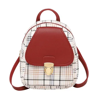 

2020 Women's Small Backpack Korean Fashion Lattice Pattern MINI Backpack PU MISS Small Backpack Women's Backpack