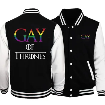 

Mens Gay Of Thrones Gay Pride Simple Vintage Print 2020 Fashion Streetwear Jackets Harajuku Baseball Popular Male Retro Coats