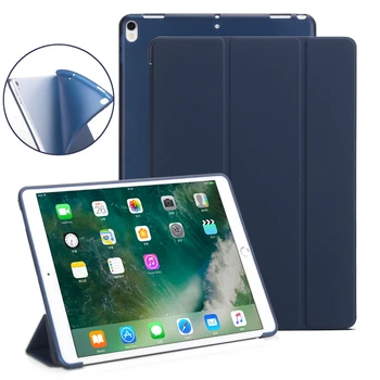 

Case For iPad Pro 10.5 9.7 2016 2017 2018 10.2 2019 Pu Leather Tri-Fold smart cover For iPad Air 2 3 2019 TPU back Tablet case