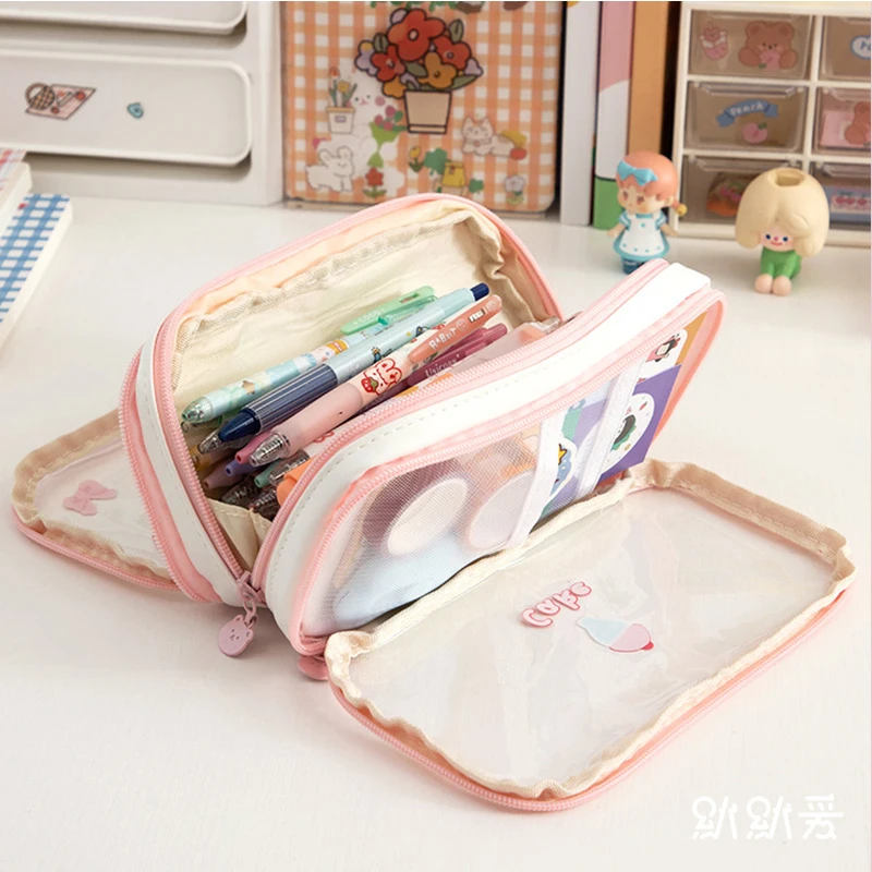 Kawaii Pencil Case Cute Cartoon Bendy Pencilcase Pen Holder Bag for  Students Double Zipper Large Capacity Leather Cosmetic Bags - Price history  & Review, AliExpress Seller - Sunny Craft