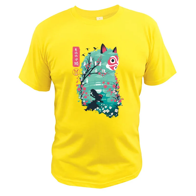Фигурка Принцесса Мононоке футболка Swordsman Wolfs Manga футболки для мужчин японский мультфильм Повседневная ЕС Размер цифровой печати Футболка - Цвет: Цвет: желтый