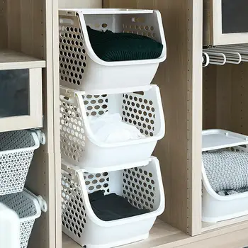

1pc Superimposed Desktop Plastic Storage Basket Toy Clothes Vegetable Snack Dirty Storage Kitchen Basket Storage Box Fruit P5I2