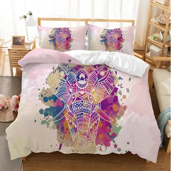 

Elephants Bedding Set Lotus Mandala Bohemian Duvet Cover Set Twin Full Queen King Bed Linen Set Pillowcase Adult Quilt Cover