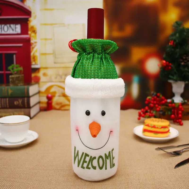 3D snowman Год Рождество Санта/Снеговик винная бутылка пылезащитный чехол Noel Natal рождественские украшения для домашнего ужина Декор - Цвет: 3D snowman