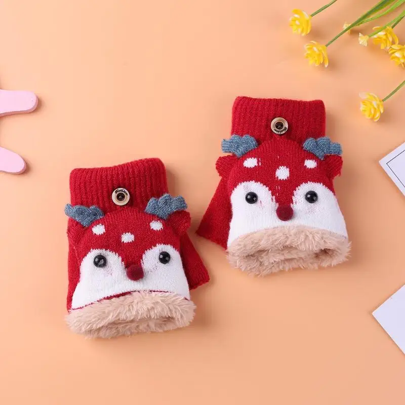 Милые детские перчатки; 2 шт.; Лидер продаж; удобные зимние теплые вязаные шерстяные перчатки для новорожденных с милыми животными