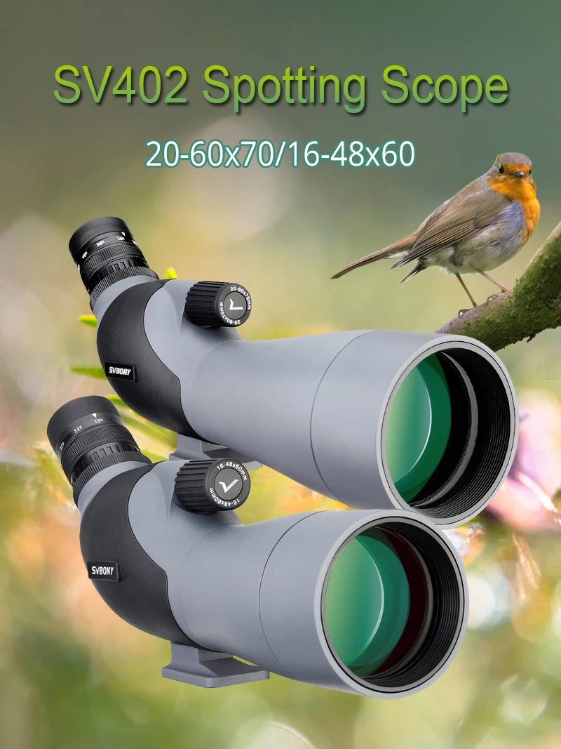 SVBONY Spotting Scope 16 48x60/20 60x70мм зум телескоп с многослойным покрытием ОПТИКА SV402 для
