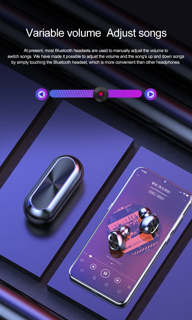 B5 TWS Bluetooth наушники 5,0 сенсорное управление музыкальные наушники водонепроницаемые 9D стерео умные игровые гарнитуры с 300 мАч внешним аккумулятором