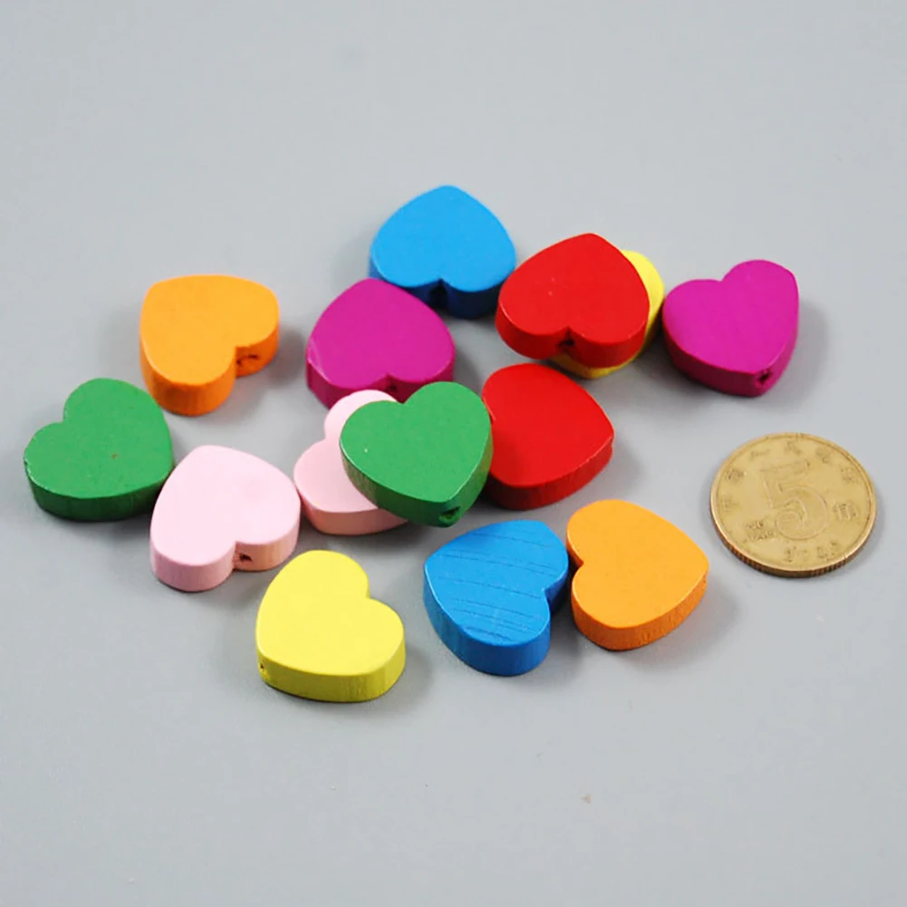 Kids DIY Hand Loose Bead Toys Multicolor Various Shape Wooden Loose Lacing Spacer Beads Jewelry DIY Accessory