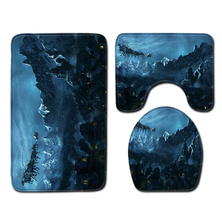 3 шт. Санты теплый дом набор ковриков для ванной Противоскользящий Набор ковриков для ванной Tapete Banheiro моющийся туалет ковры Alfombra Bano
