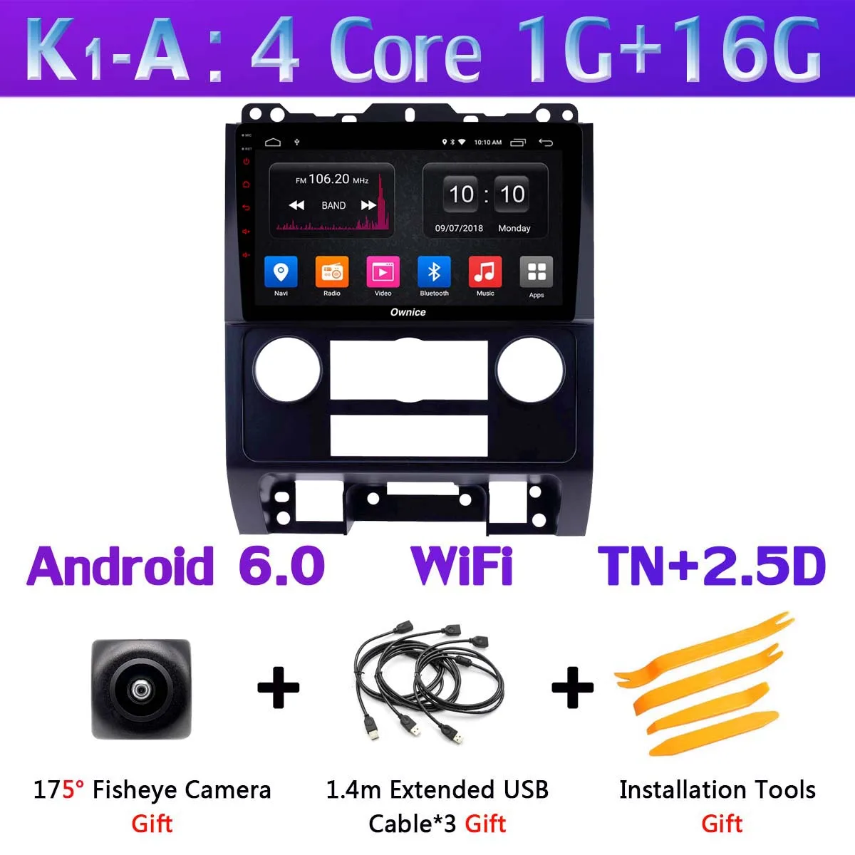 K1-A 360 ° панорамный Android 9,0 4+ 64G DSP SPDIF CarPlay Android Авто Автомобильный мультимедийный плеер для Ford Escape Tribute 2007-2012 gps радио - Цвет: K1-A