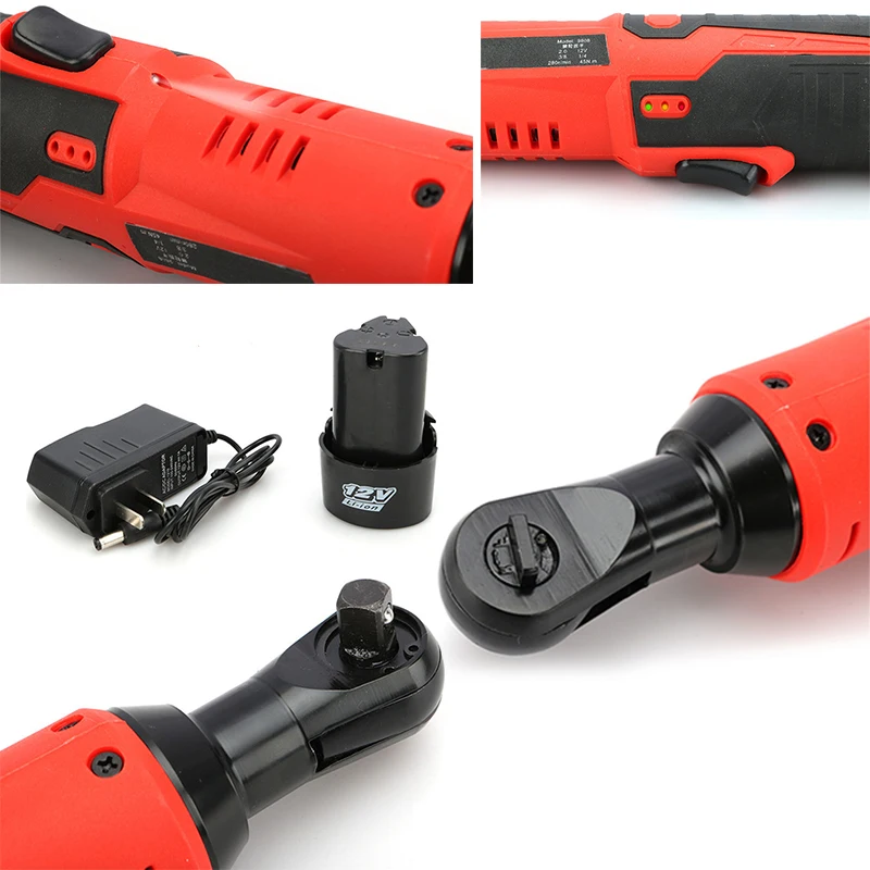 

Lithium Battery Tool 12V 3/8'' 90 Degree Angle Electric Charging Ratchet Wrench Accessories