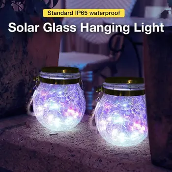 

Solar Lantern Jar Outdoor Decorative Solar Light Clear Striped Glass Jar with Built-in Battery for Garden Courtyard Decoration