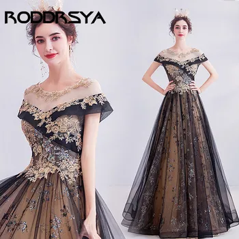 

Black vestidos de fiesta de noche Off the Shoulder Long Evening Dresses 2020 Appliques Beads Party Gowns robe de soiree vestidos