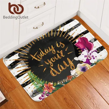 

BeddingOutlet Floral Garland Bath Rug Pink Area Rug For Living Room Striped Carpet Flower Entrance Doormat Home Decor 50x80cm