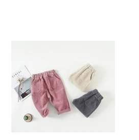A mu hou Pants Autumn And Winter New Style Infants Berber Fleece Crawler Large Grid Girls Brushed And Thick Casual Pants