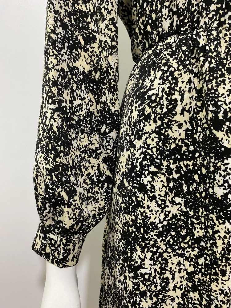 Vintage Print Holiday Boho Dress Women Long Sleeve Robe Femme Autumn Beach Sundress Korean Ladies Fashion Long Dress Vestidos