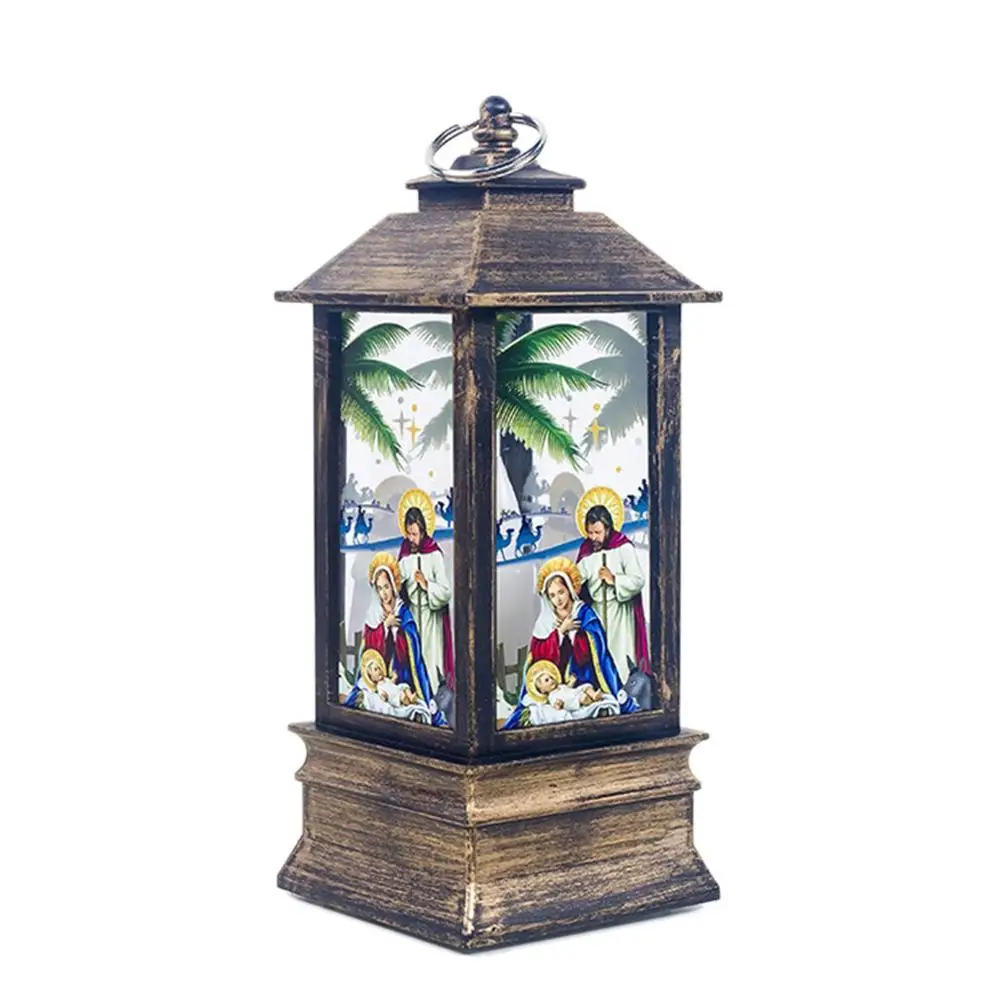 Printed Christmas Portable Wind Lamp Home Garden Decoration Candlestick Hanging Christmas Series Lights - Цвет: Флуоресцентный желтый