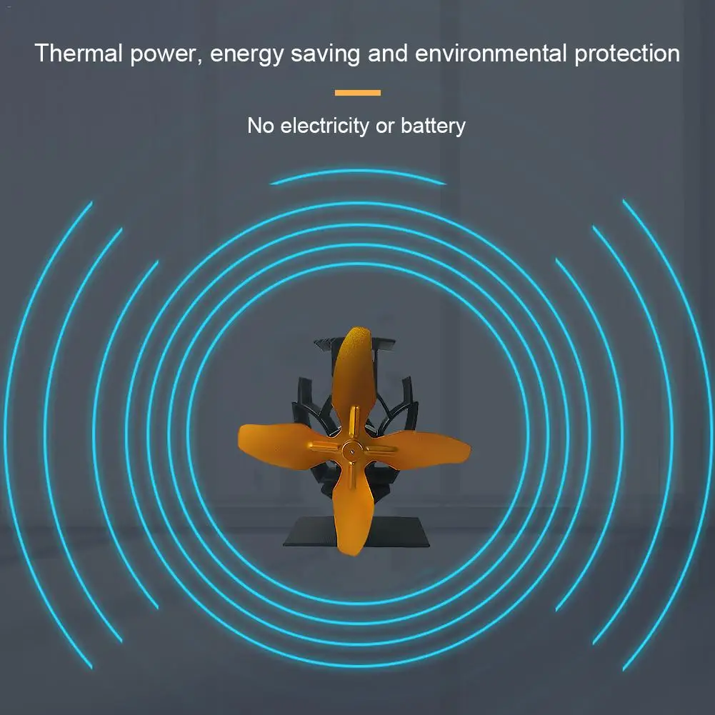 Вентилятор для камина с 4 лезвиями, кастаньеты с тепловым питанием, экологичный вентилятор для камина, Тихий Домашний эффективный распределительный вентилятор