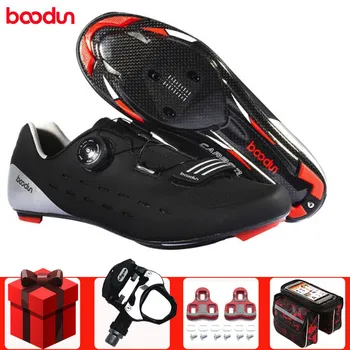 

Boodun Road Cycling Shoes men Sapatilha Ciclismo SPD Pedals carbon fiber Men Bike Outdoor Bicycle Highway Riding Auto-lock Shoe