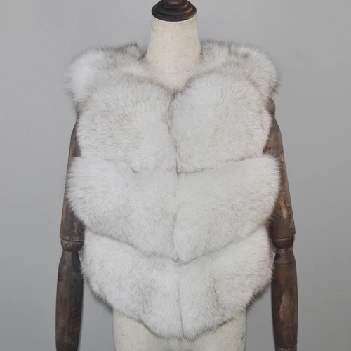 natural fox white Женский жилет из натурального Лисьего меха, зимний теплый качественный жилет из натурального Лисьего меха, Модный женский жилет из натурального мягкого натурального Лисьего меха - Цвет: natural fox white
