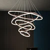 Modern LED Ring Pendant Lights Golden Creative Aluminum Circle Pendant Light for Living Room Restaurant Home Ring Lamp ► Photo 3/6