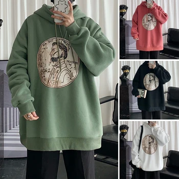 

2020 Men's Fashion Trend Coats Printing Hooded Hoodies Solid Color Hoodie Cotton Pullover Casual Loose Sweatshirts Size M-2XL