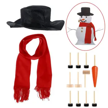

Snowman Decorating Dressing Kit Winter Holiday Toys Christmas Gift Hat Scarf Pipe Eyes Mouth Button Nose Accessories Included