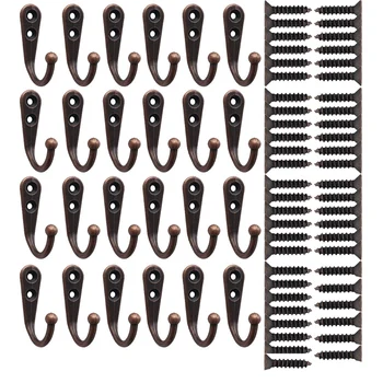 

Wall Mounted Coat Hook Robe Hooks Cloth Hanger Coat Hanger Coat Hooks Rustic Hooks(Bronze Color) 25 Pieces