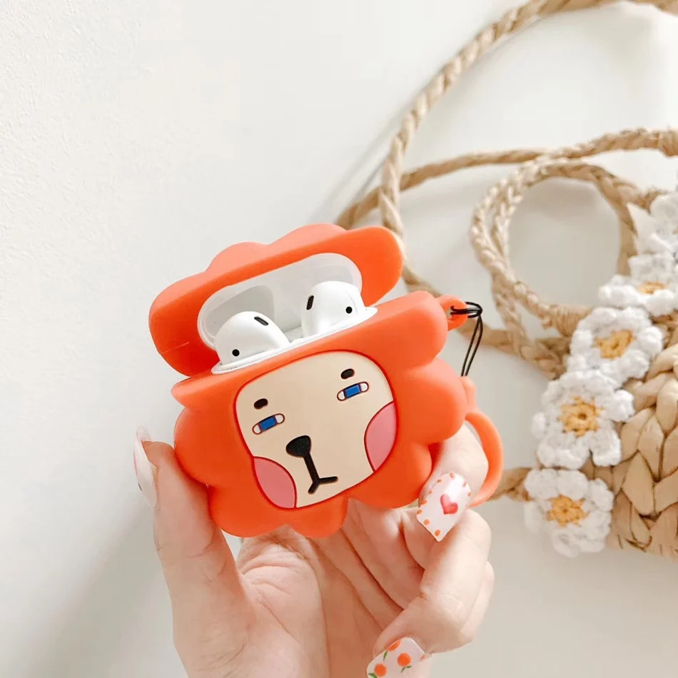 575 Милый чехол для AirPods 2, силиконовый чехол для наушников с изображением животных из мультфильмов для Apple Air Pods, чехол, аксессуары для чая с брелоком - Цвет: 575