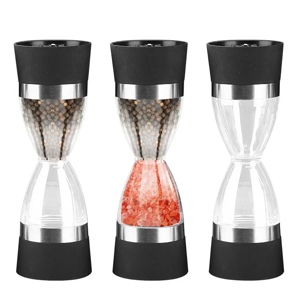 Hourglass Shape Dual Salt Pepper Mill Spice Grinder Kitchen Cooking Tools US RF