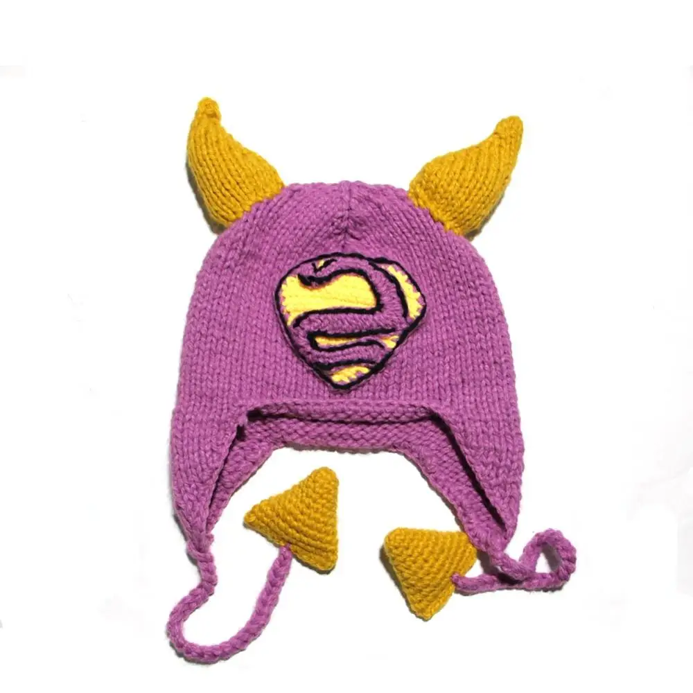 Трикотажные рожки S шляпа Женская Ручная Шапочка ушанка Висячие сердца зимние