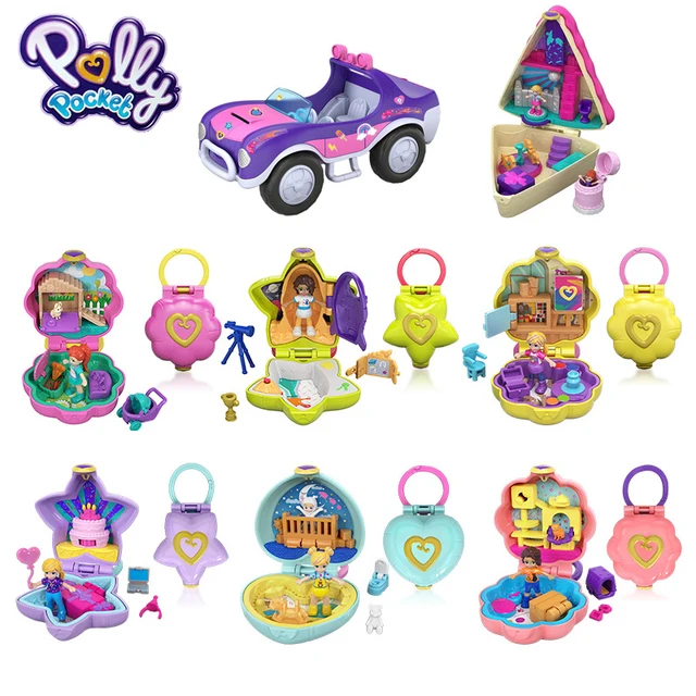 Original Mattel Polly Pocket World Mini Treasure Doll House Accessories Girl's toys Dolls Christmas Gifts Girls Home Toys 1