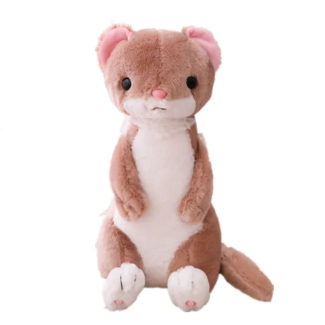 plush toy stuffed doll cartoon animal ferret white Mustela erminea Stoat Ermine model Short-tailed Weasel bedtime story gift 1pc