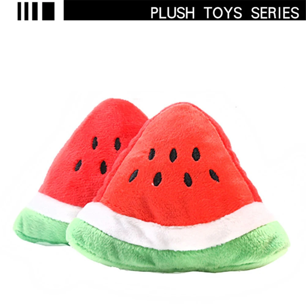 Funny Pet Simulation Fruits Foods Plush Sound Toys for Puppy Dog Bite Wear-resistant Various Entertainment Voice Mini Cute Toy