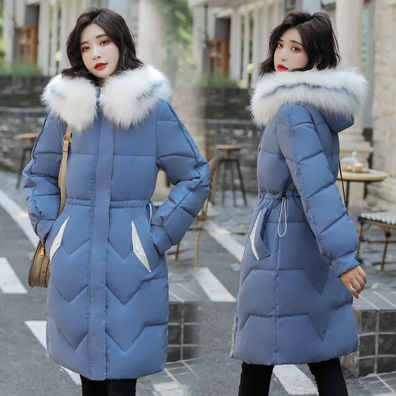 

2019 Mid-length down Jacket Cotton-padded Clothes Women's Winter New Style Korean-style Thick Large Size Waist Hugging Slimming