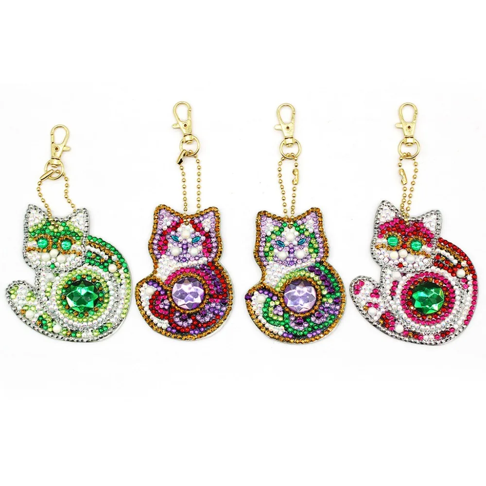 happy diy diamond painting 5D DIY Diamond Painting Keychain Christmas Gift 4/5pcs Diy Special Full Drill Cross Stitch Woman Girl Jewelry Keyring Ornaments wolf 5d diamond painting