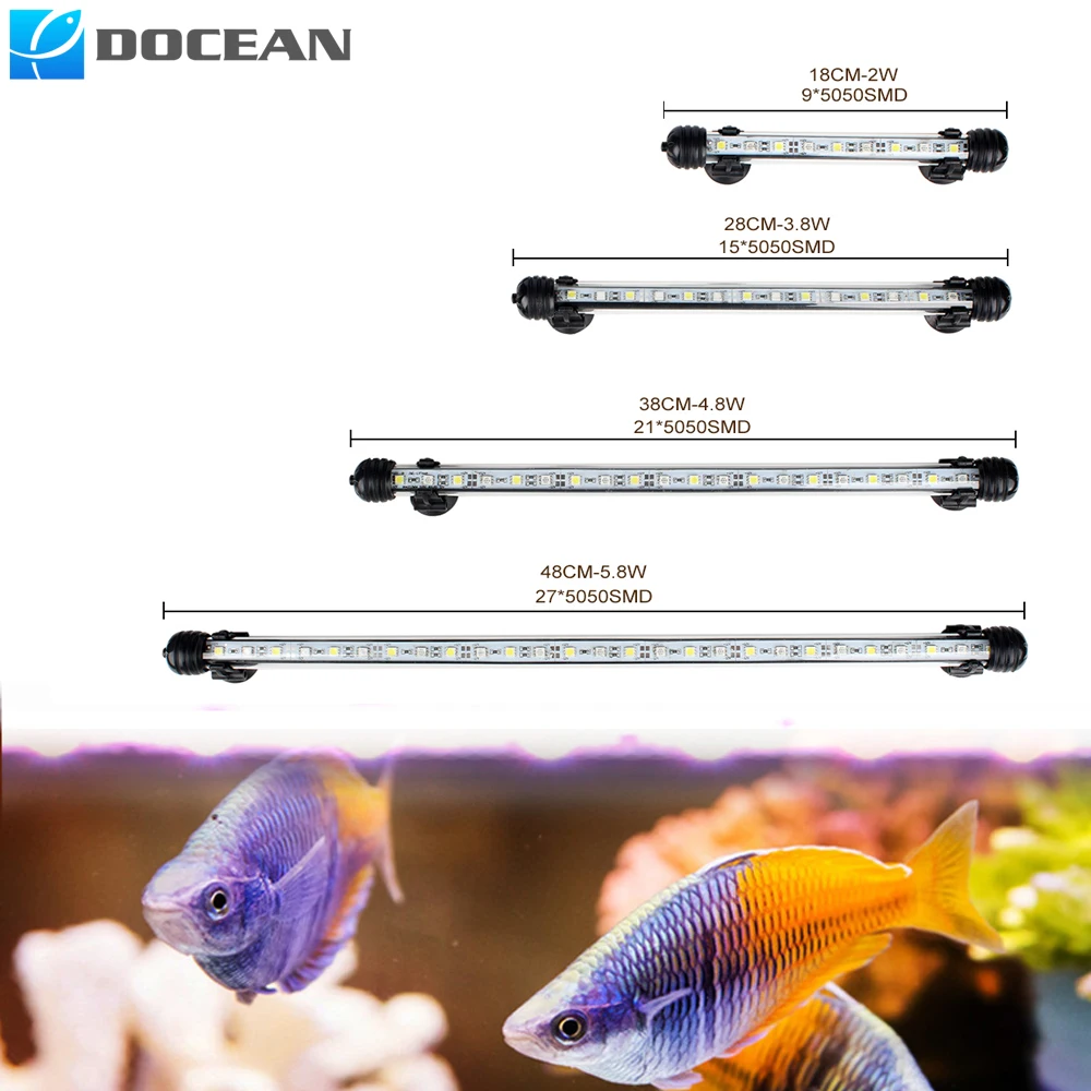 Docean Waterdichte Aquaria Verlichting Rgb Remote Aquarium Fish Tank Light 5050 Smd Led Bar Lamp