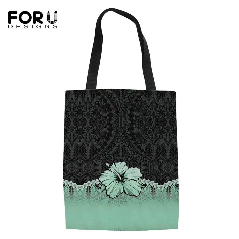 

FORUDESIGNS Reusable Canvas Bag Tribal Hibiscus Flower Brand Design Girl Shopping Tote Bag Teenager Crossbody Bag Bolsa Feminina